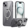 iPhone 14 Plus Transparent MagSafe Magnetic Rotating Ring Holder Phone Case - Grey