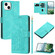 iPhone 14 Plus Tulips Embossed Leather Phone Case with Lanyard - Green