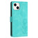 iPhone 14 Plus Tulips Embossed Leather Phone Case with Lanyard - Green