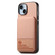 iPhone 14 Plus Twill Fabric Leather Vertical Flip RFID Card Bag Phone Case - Pink