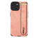 iPhone 14 Plus Wrist Strap TPU Leather Phone Case - Pink