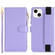 iPhone 14 Plus Wristband Holder Zipper Purse RFID Leather Phone Case - Purple