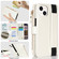 iPhone 14 Plus Wristband Holder Zipper Purse RFID Leather Phone Case - White