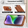 iPhone 14 Plus Wristband Vertical Flip Wallet Back Cover Phone Case - Brown