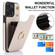 iPhone 14 Plus YM005 Skin Feel Card Bag Phone Case with Long Lanyard - Apricot