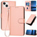 iPhone 14 Plus YX0070 Carbon Fiber Buckle Leather Phone Case with Lanyard - Pink