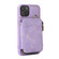iPhone 14 Plus Zipper Card Bag Back Cover Phone Case - Purple