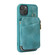 iPhone 14 Plus Zipper Card Bag Back Cover Phone Case - Turquoise