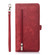 iPhone 14 Plus Zipper Card Slot Buckle Wallet Leather Phone Case - Red