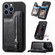 iPhone 14 Plus Zipper Wallet Leather Back Shockproof Phone Case - Black