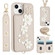iPhone 15 Plus / 14 Plus Crossbody Flower Pattern Leather Phone Case - White