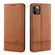 iPhone 11 AZNS Magnetic Calf Texture Horizontal Flip Leather Case with Card Slots & Holder & Wallet - Light Brown