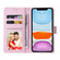 iPhone 11 Bronzing Painting RFID Leather Case - Pansies
