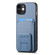 iPhone 11 Carbon Fiber Card Bag Fold Stand Phone Case - Blue