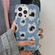iPhone 11 Creative Multi-hole Black Lace Denim PU Phone Case