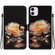 iPhone 11 Crystal Texture Colored Drawing Leather Phone Case - Gold Peony
