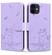iPhone 11 Cute Cat Embossed Leather Phone Case - Purple
