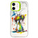 iPhone 11 Double Layer Color Silver Series Animal Oil Painting Phone Case - Green Dog