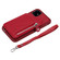iPhone 11 Dual Buckles Zipper Shockproof Back Cover Protective Case with Holder & Card Slots & Wallet & Lanyard & Photos Frames - Red