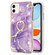 iPhone 11 Electroplating Marble Pattern IMD TPU Shockproof Case with Ring Holder - Purple 002