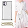 iPhone 11 Elegant Rhombic Pattern Microfiber Leather +TPU Shockproof Case with Crossbody Strap Chain - White