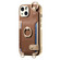 iPhone 11 Fashion Ring Card Bag Phone Case with Hang Loop - Brown