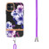 iPhone 11 Flowers Series TPU Phone Case with Lanyard - Purple Begonia