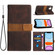 iPhone 11 Grid Stitching Leather Phone Case with Lanyard - Brown