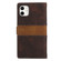 iPhone 11 Grid Stitching Leather Phone Case with Lanyard - Brown