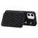 iPhone 11 Grid Texture Card Bag Phone Case with Lanyard - Black