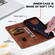 iPhone 11 Lace Floral Embossed Magnetic Buckle PU Phone Case With Wrist Strap - Brown