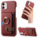 iPhone 11 Litchi Leather Oil Edge Ring Card Back Phone Case - Red