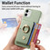 iPhone 11 Litchi Leather Oil Edge Ring Card Back Phone Case - Tea Green