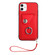 iPhone 11 Organ Card Bag Ring Holder PU Phone Case with Lanyard - Red
