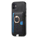 iPhone 11 Retro Cross Leather Ring Side Insert Card Bag MagSafe Phone Case - Black