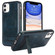 iPhone 11 Retro Leather Invisible Stand MagSafe Phone Case - Blue