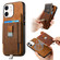 iPhone 11 Retro Magsafe Cross Leather Pull-Out Card Bag Back Phone Case - Brown