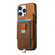 iPhone 11 Retro Magsafe Cross Leather Pull-Out Card Bag Back Phone Case - Brown