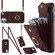 iPhone 11 Rhombic Texture Card Bag Phone Case with Long Lanyard - Wine Red