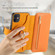 iPhone 11 Ring Zipper Wallet RFID Blocking MagSafe Leather Phone Case - Orange