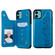 iPhone 11 Six Cats Embossing Pattern Protective Case with Holder & Card Slots & Photo Frame - Blue