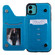 iPhone 11 Six Cats Embossing Pattern Protective Case with Holder & Card Slots & Photo Frame - Blue