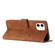 iPhone 11 Skin Feel Stripe Pattern Leather Phone Case with Lanyard - Brown