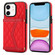 iPhone 11 Splicing Rhombic Texture Card Bag Phone Case with Long Lanyard - Red