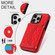 iPhone 11 Splicing Rhombic Texture Card Bag Phone Case with Long Lanyard - Red