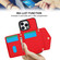 iPhone 11 Splicing Rhombic Texture Card Bag Phone Case with Long Lanyard - Red
