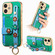 iPhone 11 Stereoscopic Flowers Wristband Card Bag Phone Case - Green