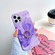 iPhone 11 Thickened TPU Glazed Marble Pattern Case with Metallic Ring Holder - Purple