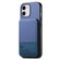 iPhone 11 Twill Fabric Leather Vertical Flip RFID Card Bag Phone Case - Blue