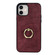 iPhone 11 Vintage Patch Leather Phone Case with Ring Holder - Red